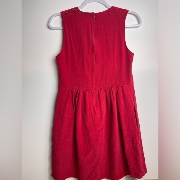 Madewell Red 100% Silk Shirred Dress Women’s Size 6 03501 - Picture 9 of 11
